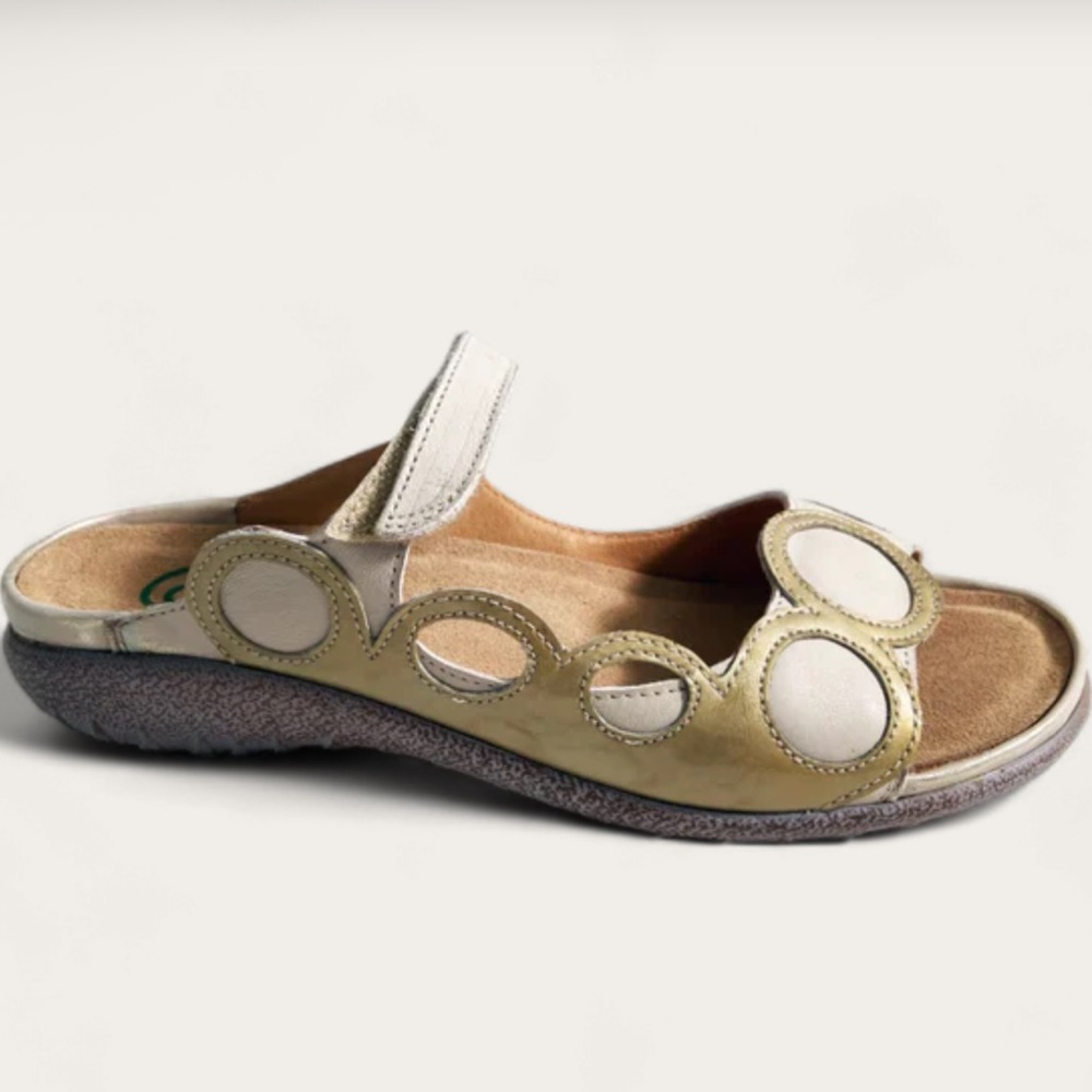 Naot Totara slide sandals women’s Sz 39/8-8.5 metallic leather comfort‎ footbed